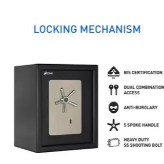 This infographic details the robust locking mechanism of the Fort Safe AB-66. It is BIS certified for security and features dual combination access, anti-burglary design, and a heavy-duty stainless steel shooting bolt.