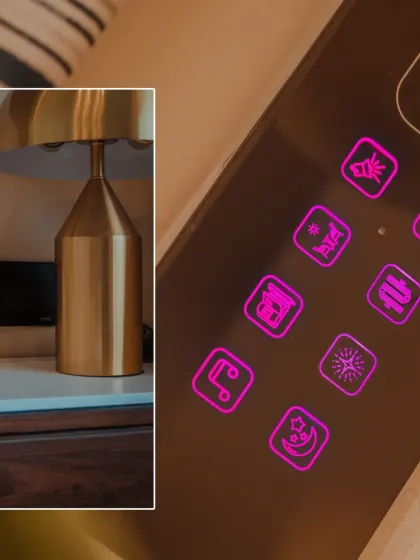This panel showcases icons for various pre-set scenes, like 'party,' 'movie,' and 'night' mode. One touch can transform the entire room's atmosphere.