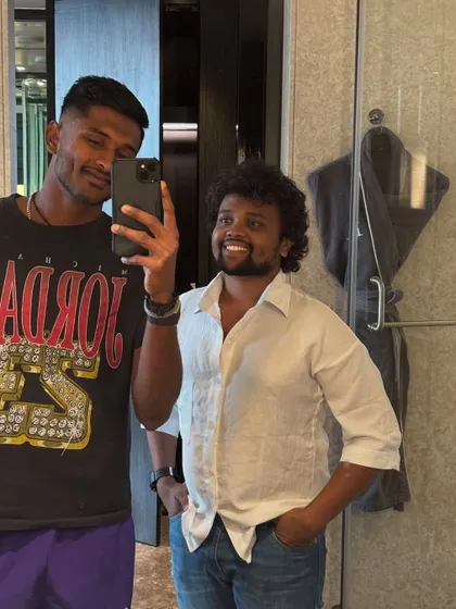 A smiling selfie with Sai Sudharsan.
