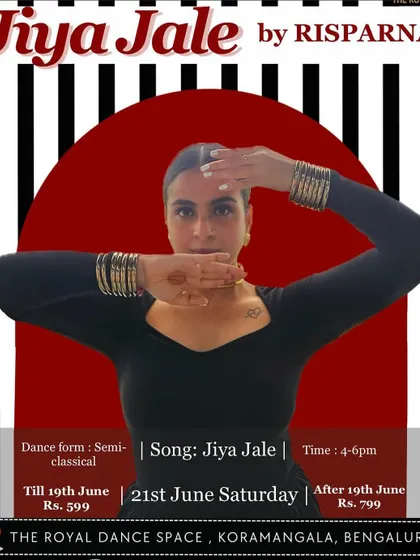 Poster for Risparna's workshop on the classic "Jiya Jale", a favorite for semi-classical routines.
