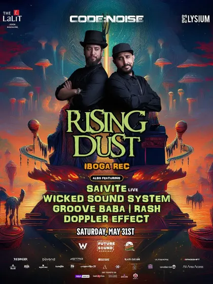 This poster from a massive ballroom show at The Lalit Bangalore features me on the lineup with the legendary duo Rising Dust. It was a powerhouse night of music.