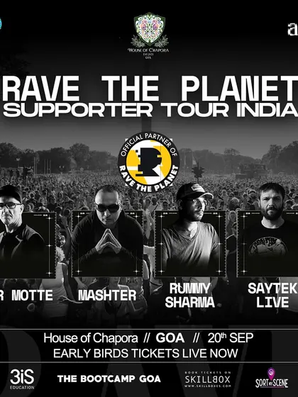 The full lineup poster for the Goa edition of the Rave The Planet supporter tour. Sharing the stage with my mentor Rummy Sharma and the legendary Dr. Motte was a full-circle moment.