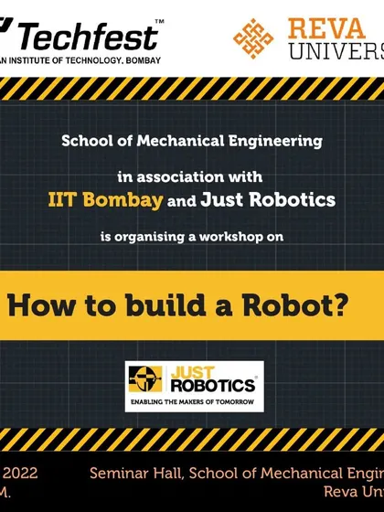 The announcement for our workshop series with Techfest, IIT Bombay, and Reva University. We are committed to creating opportunities for engineering students to gain practical skills.