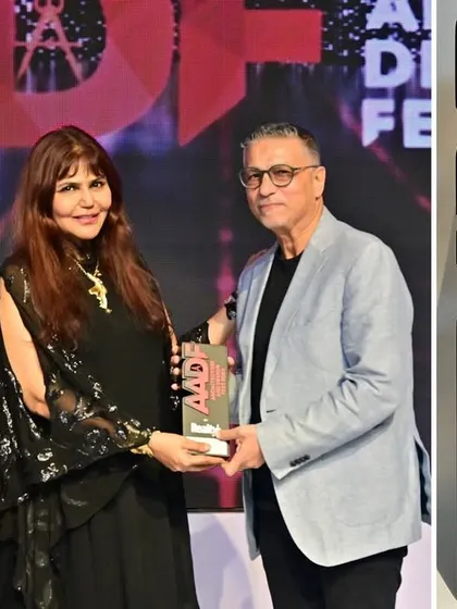 Another photo from the AADF awards ceremony, where I was recognized as The Iconic Designer of India 2024. It is always a pleasure to be acknowledged by esteemed industry platforms like Realty+.