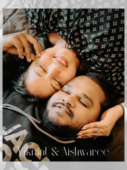 A cozy and intimate overhead shot, capturing a quiet moment of rest and affection.