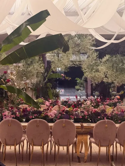 A video showing the details of a beautiful finale dinner. From the candlelit tables and rich floral centerpieces to the custom place settings, every element was crafted with love and care.