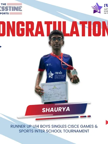 Well done, Shaurya, for securing the Runner-Up position in the U14 Boys Singles at the CISCE Games & Sports Inter-School Tournament.