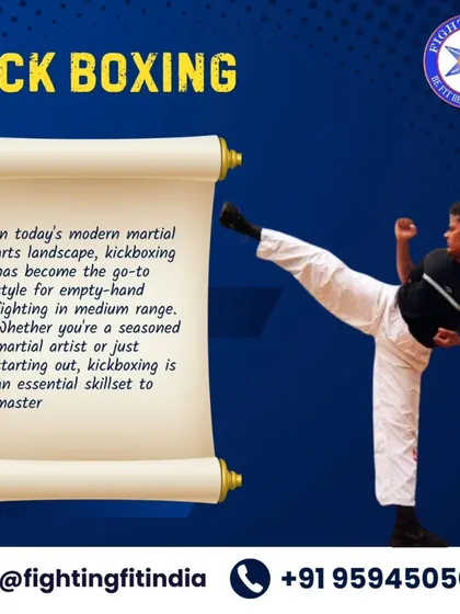 Kickboxing is the go-to for empty-hand fighting. This graphic explains its importance in modern martial arts for medium-range combat.