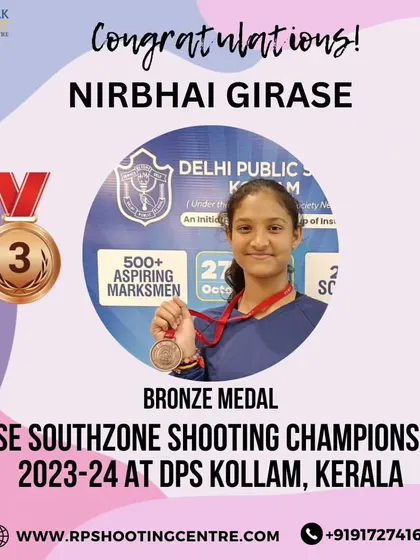 Congratulations to Nirbhai Girase for winning a Bronze Medal at the CBSE Southzone Shooting Championship in Kerala. Competing and winning at zonal events is a great step in a young shooter's career.