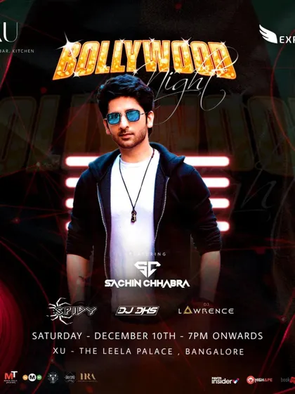 The main event poster for the Bollywood Night at XU, featuring Sachin Chhabra and myself on the lineup.