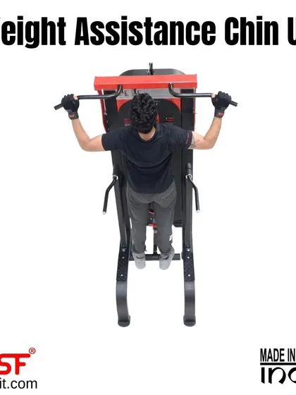 A demonstration of a pull-up on the Weight Assistance Chin-Up machine.