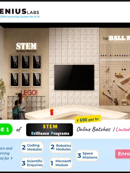Stage 1 of our STEM Brilliance Program includes modules in coding, robotics, space missions, and scientific inquiries. It's a comprehensive introduction to the world of STEM.