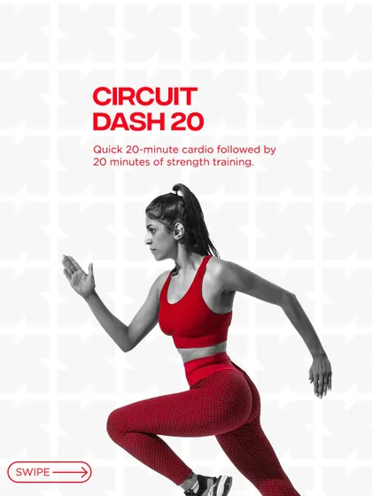 Short on time? Circuit Dash 20 gives you a complete workout with 20 minutes of cardio followed by 20 minutes of strength training.