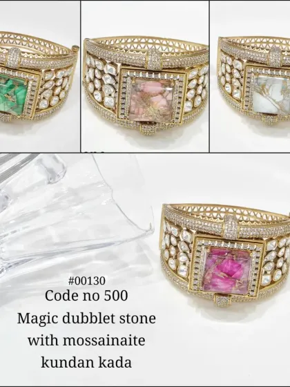 Our exclusive premium quality Kundan kadas with 'magic doublet stone'. These are available in five different colors.