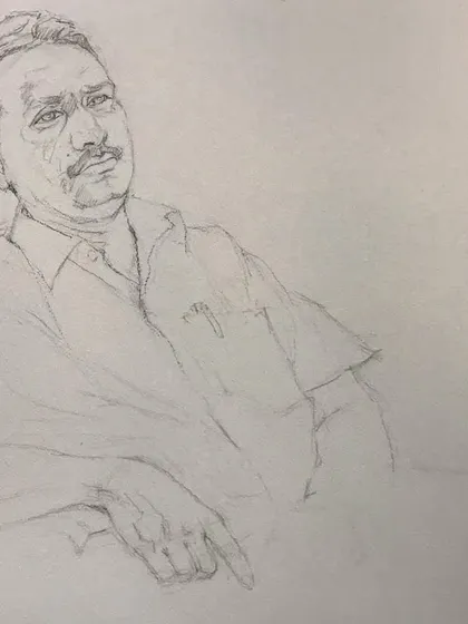 The initial pencil sketch for the Latur demonstration. A good drawing is the foundation for a strong painting.