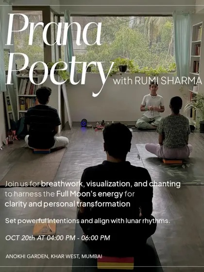 Experience the power of the Full Moon in our Prana Poetry session. We use breathwork, visualization, and chanting to harness lunar energy for clarity and transformation.