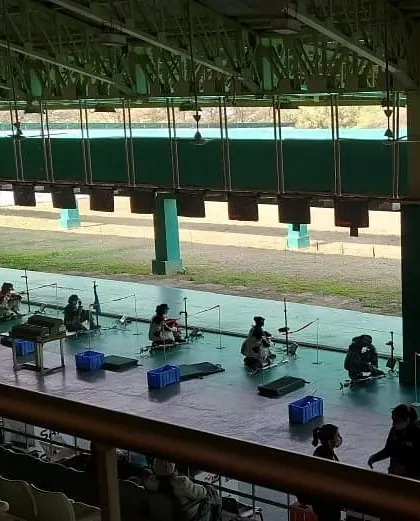 A view of an outdoor 50m rifle range during the National Selection trials, showcasing another type of facility I manage for high-level competitions.