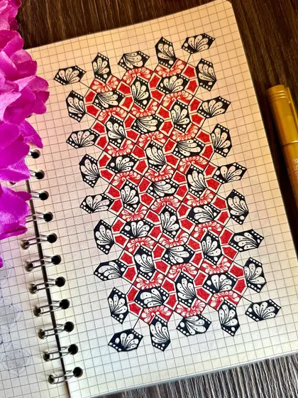 A striking pattern in red and black.
