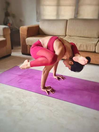 My journey to Eka Pada Sirsa Bakasana, or One-Legged Headstand Crow. It's a reminder that there is always more to learn, which keeps the practice exciting.