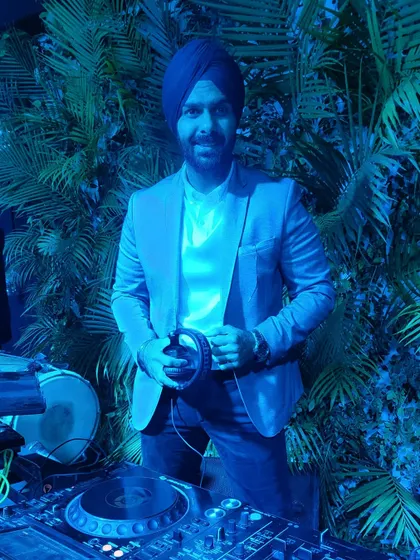 Another look from Manjeet and Lauren's wedding, ready to get back to the music.