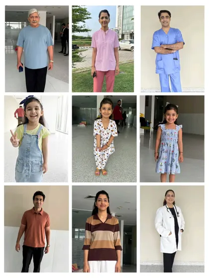 A collage of the diverse cast I worked with during the Medanta shoot. I provided natural, camera-ready makeup for men, women, and children, tailoring the look to each individual.