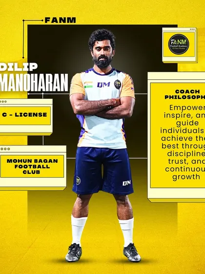 Meet the man behind the mission, Coach Dilip Manoharan. With a C-License and experience playing for Mohun Bagan FC, his philosophy is to empower players through discipline, trust, and continuous growth.