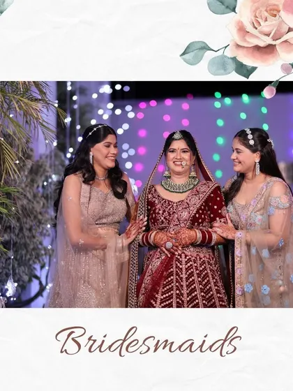 A bride is surrounded by her best friends. This photo with the bridesmaids is a beautiful memory of friendship and support on the most important day of her life.