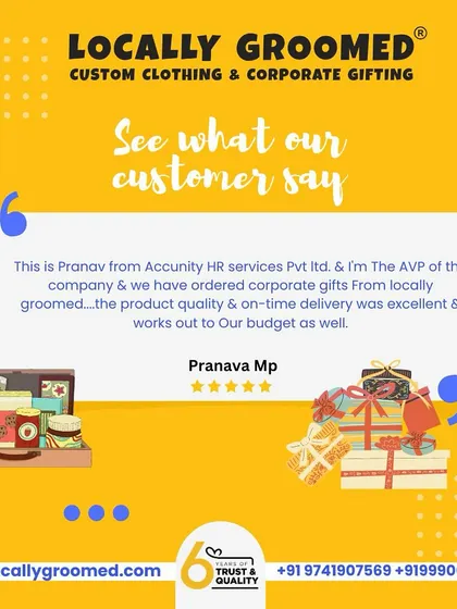 Pranava from Accunity HR services shares a positive review, noting our excellent product quality, on-time delivery, and ability to work within their budget.