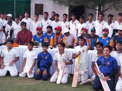 A group photo of our academy students with the players and coaches of the India Capitals team. A memorable day of learning and inspiration for our young cricketers.