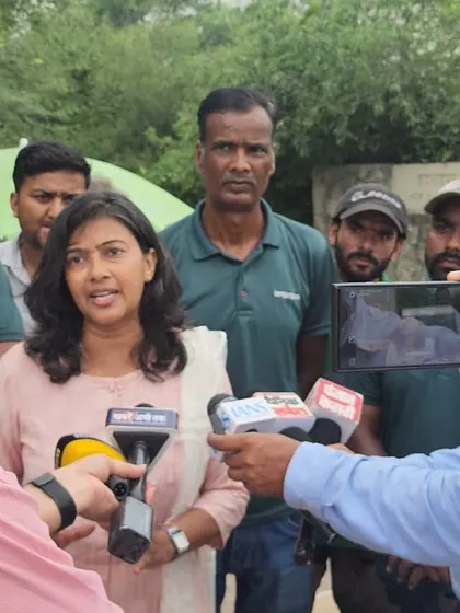 Our team member speaks to the media, explaining the significance of the Badshahpur Forest Corridor as a model of urban ecological revival.