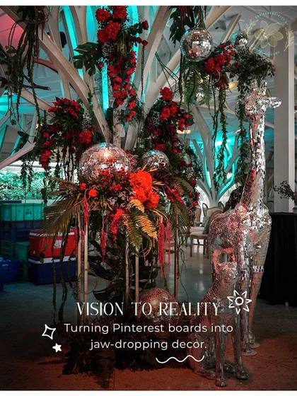 From a Pinterest vision to reality. This 'Jungle Disco' decor, complete with a sparkling giraffe, shows how I turn creative concepts into jaw dropping, immersive environments.