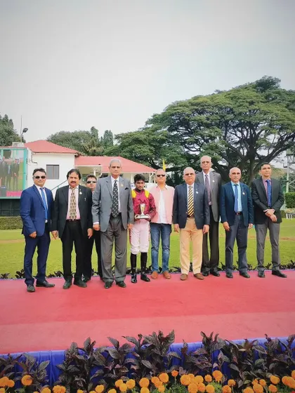 The presentation ceremony for The V. Venugopal Naidu Memorial Trophy with the winning team of Ranquelino.