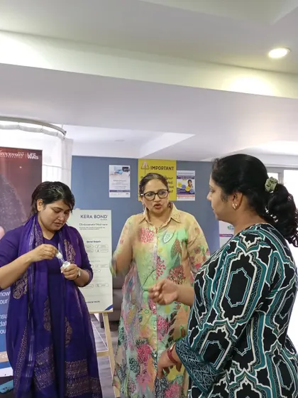 At the KERA BOND launch, I had wonderful conversations about the importance of a proper at-home hair care routine. Here, I am explaining the benefits of our new clinicosmetic line to attendees.