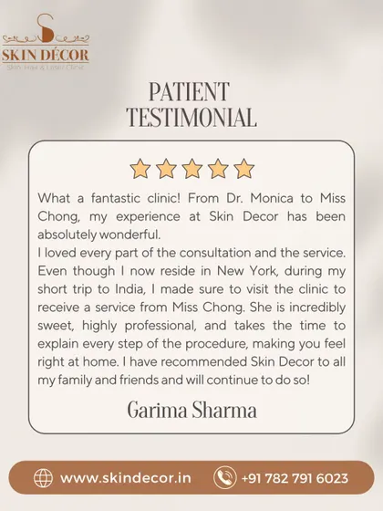 It means the world to me when patients make a special trip to my clinic, even from as far as New York. Garima Sharma's kind words about her experience with my team and me reaffirm my commitment to providing professional, personalized care that makes you feel right at home.