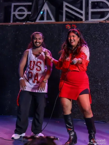 Sharing a laugh on stage during the "Let Loose Again" event. These moments of joy and connection are what make performing so special.