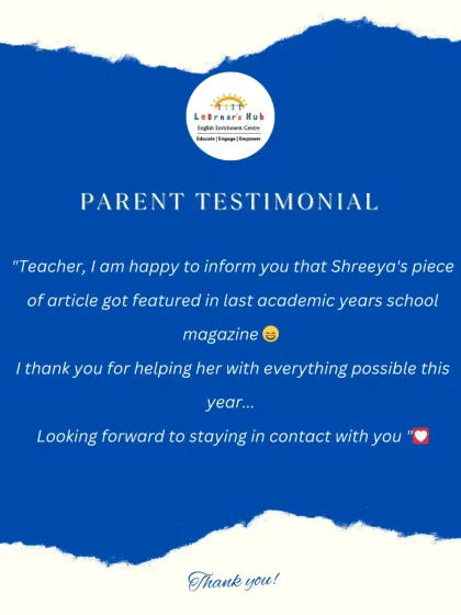 I was so proud to receive this message from a parent whose daughter's article was featured in her school magazine. This is a perfect example of how we help students turn their creative writing skills into real, tangible achievements.