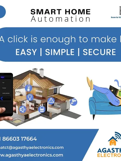 This visual captures the ultimate benefit of our system. A single click is all it takes to manage your home, giving you peace of mind and more time to relax. Our solutions are designed to be easy, simple, and secure.