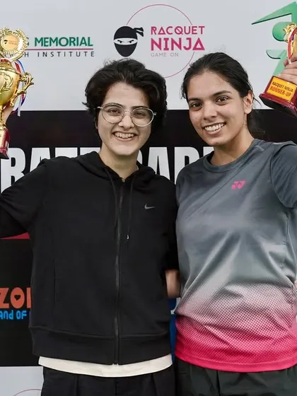 The women's doubles winners of the Corporate Badminton Cup. It's fantastic to see such skill and teamwork on display, highlighting the competitive yet supportive nature of our tournaments.