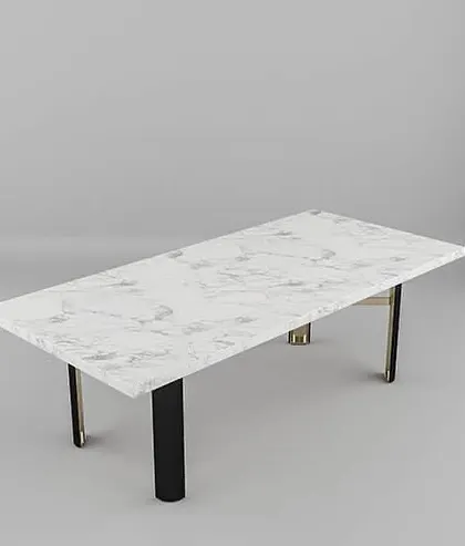 A top-down perspective of the Delight dining table, showing the beautiful veining of the marble and its generous size, perfect for family gatherings.