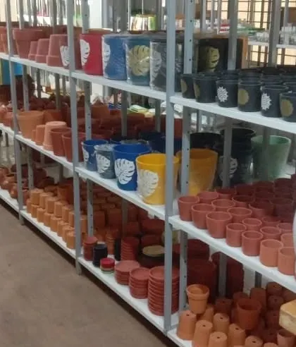 We also stock decorated terracotta pots, featuring patterns like monstera leaves, adding a stylish touch to the traditional material.