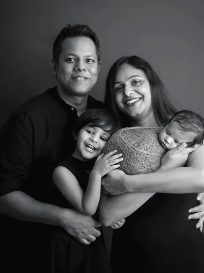 A classic family portrait is always a must have. Here, we have the whole family together, welcoming their newest member while big sister gives the most joyful laugh. I love creating these timeless black and white images that focus purely on emotion and connection.