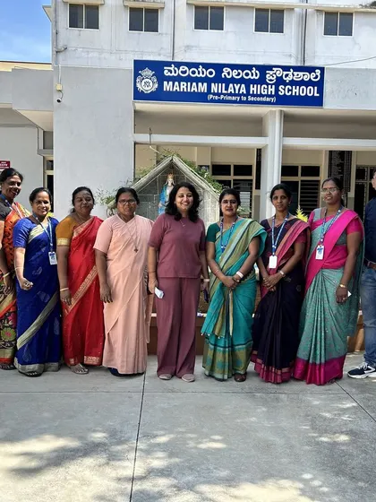 Our team with the staff of Mariam Nilaya High School. Collaboration with schools is key to our mission of reaching more children and fostering a culture of creativity and holistic learning.