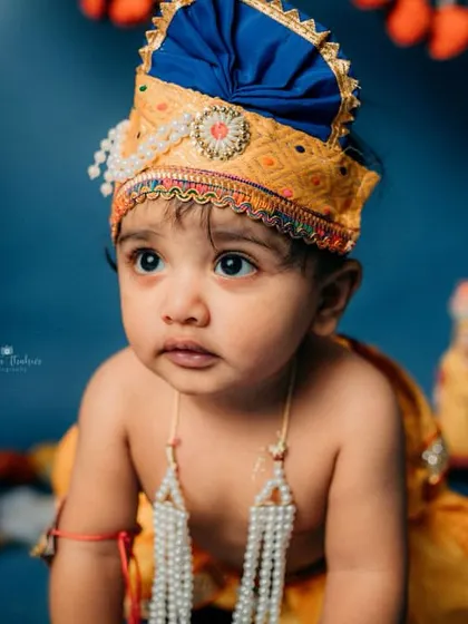 Another beautiful, contemplative shot of our little Krishna, perfect for celebrating this special festival.
