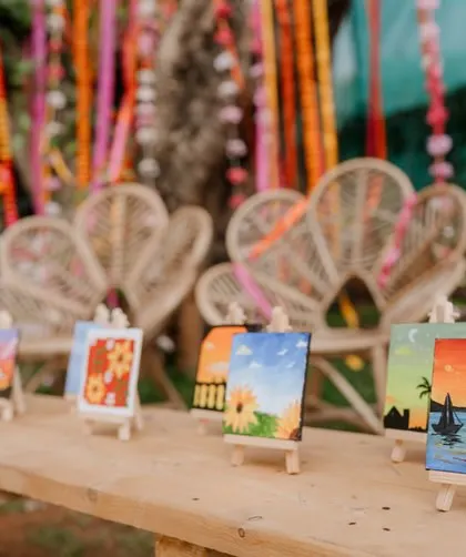 More photos of the hand-painted mini canvases from my wedding. It was so special to give my guests something made with love.