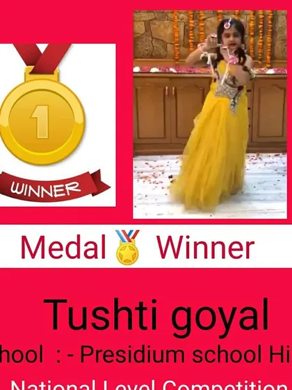 A medal winner from our National Level Competition. This participant is recognized for her beautiful performance in a religious-themed event.