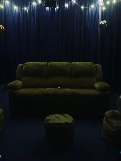 Comfort is key. I've set up the space with plush recliners and cozy bean bags so you and your friends can properly relax for the full 3-hour slot. Just sink in and enjoy the show.