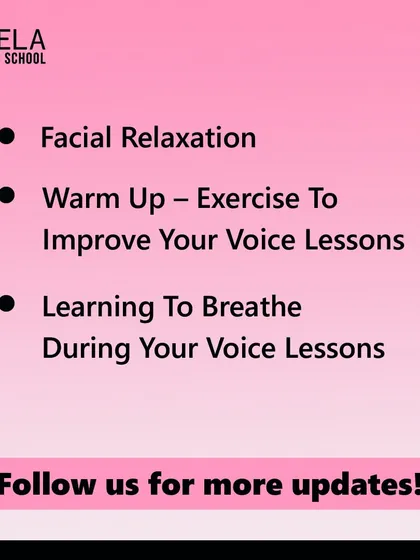 A list of key areas for vocal improvement: facial relaxation, warm up exercises, and proper breathing. These are the pillars of my voice lessons.