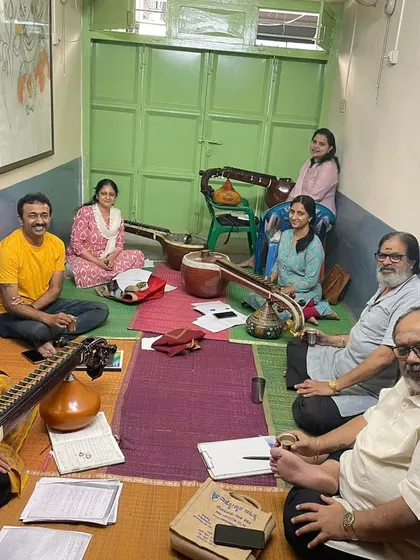 Another candid moment from our 'Meera Tarangini' musical workshop. These sessions are filled with collaboration, creativity, and the shared passion for bringing a grand musical vision to life.
