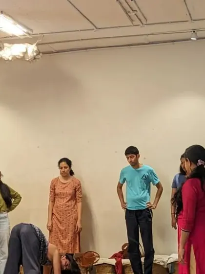 Participants stand in a circle, present and ready to explore. Our workshops begin with grounding exercises to bring everyone into the space and into their bodies.