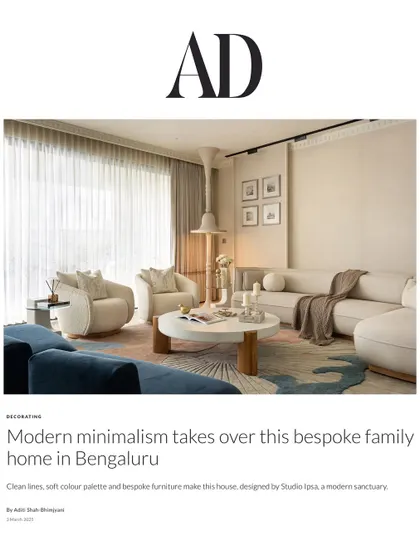 "Modern minimalism takes over this bespoke family home in Bengaluru." We couldn't have asked for a better summary of our KAIA project in this wonderful feature by Architectural Digest.